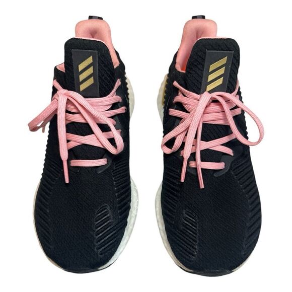 Adidas Alphaboost Women’s Size 7 Black Gold Metallic Pink Laces Running Shoe - Picture 2 of 10